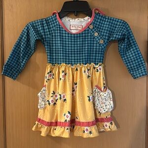 Cheeky Plum Kids Dress - Blue and Yellow Floral
